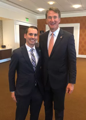 This afternoon, the League's JT Blau (left) met with Gov. Glenn Youngkin at a lunch event. They discussed credit unions, the work they are doing, and ways they can expand services to their communities and their members.