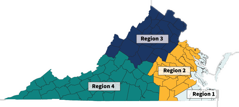 Virginia Credit Union League Regional Map