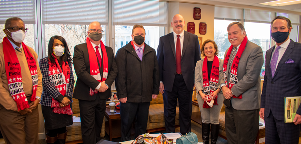 Credit Union advocates meet with Speaker of the House Todd Gilbert in support of credit union legislation.