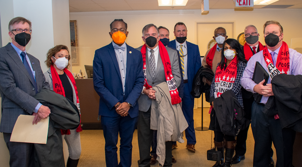 Credit Union advocates meet with Del. Nadarius Clark (third from left.)